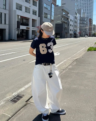 Checked numbering T-shirt