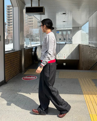 Striped wide slacks