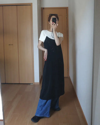 High-collar camisole long dress