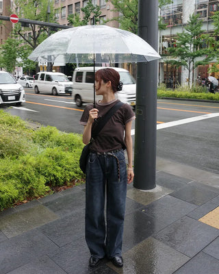 Two-tone half-sleeve T-shirt