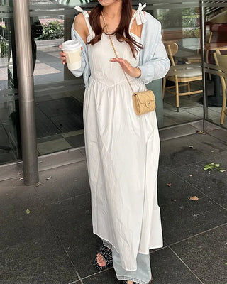 Ribbon flared long skirt