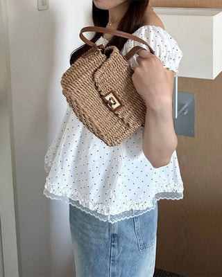 Polka Dot Ribbon Half Blouse