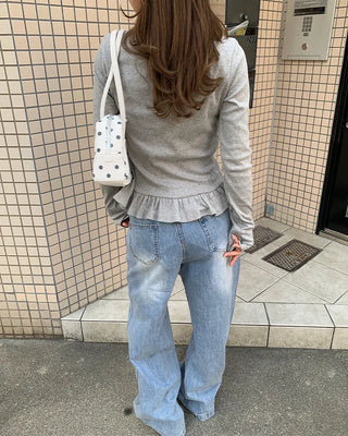 Cubic Wide Denim Pants