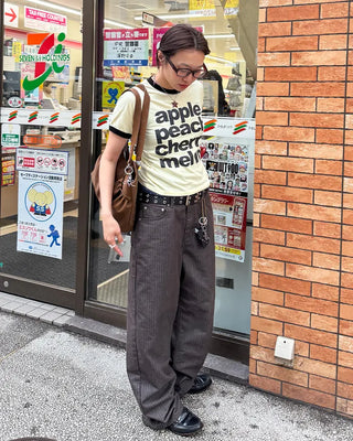 Non-faded herringbone denim pants
