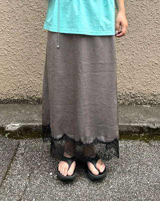 Lace satin maxi skirt
