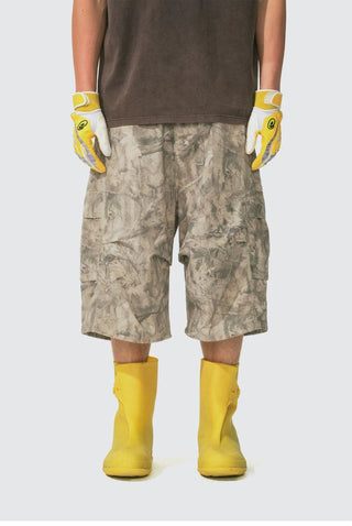 [Monterest] Washed Cotton Cropped Cargo Shorts