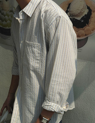 Rain Seersucker Striped Shirt (4 colors)