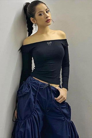 Y2K Acubi-style Backless Long-Sleeve Top