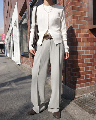 Round neck ribbed knit cardigan