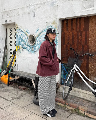 Striped wide-leg pants