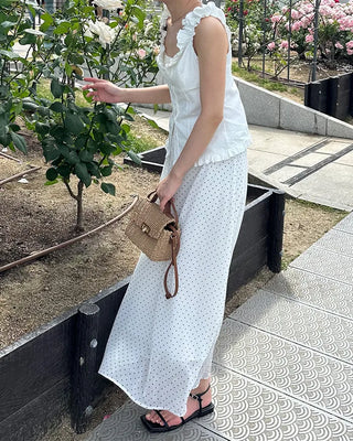 Polka Dot Chiffon Long Skirt