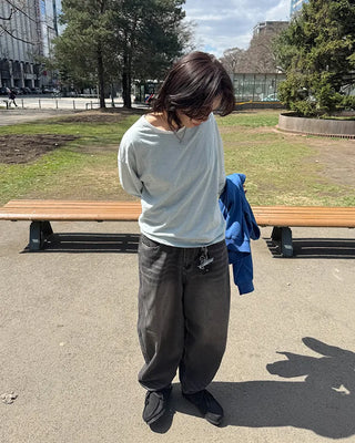 (UNISEX) Double Washed Balloon Denim Pants