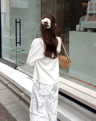 Knit frill camisole & cardigan set