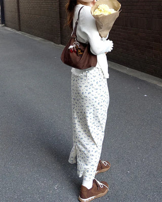 Flower Waist String Long Skirt