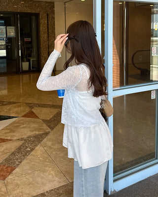V-neck sheer cardigan