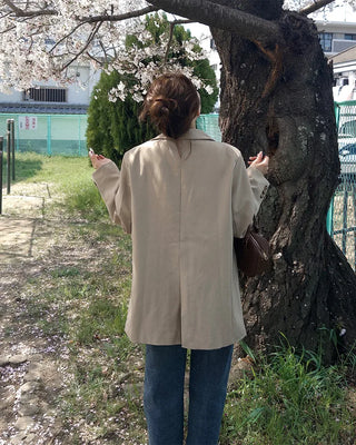 Oversized button-down single jacket