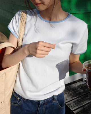 Two-tone short-sleeved T-shirt