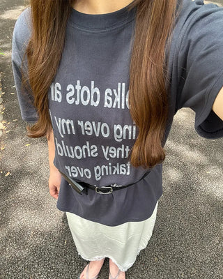 Dot lettering print short-sleeved T-shirt