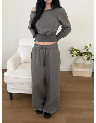 (4 colors) 2-way one-shoulder sweatshirt