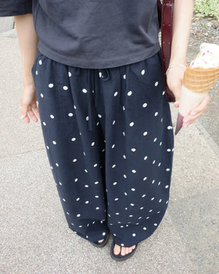 Linen Dot Wide Easy Pants