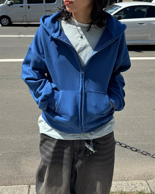 Oversized washed zip hoodie