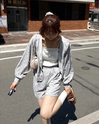 2-way Flower Zip Hoodie
