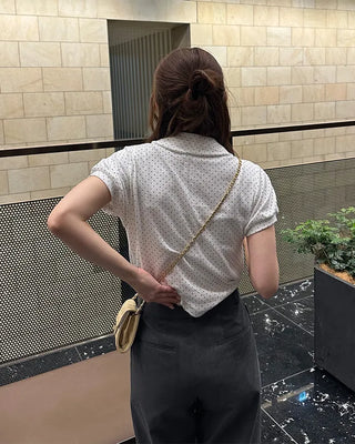 Dot Shirring Short-Sleeve T-Shirt