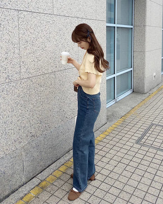 Elastic waist denim pants