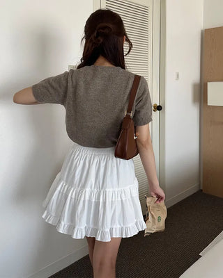 Elastic waist cantilever mini skirt
