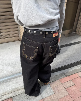 Brown stitch denim pants