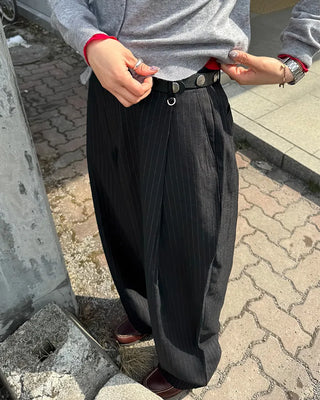 Striped wide slacks