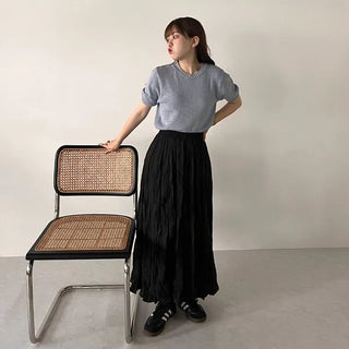 Wrinkle Round Long Skirt