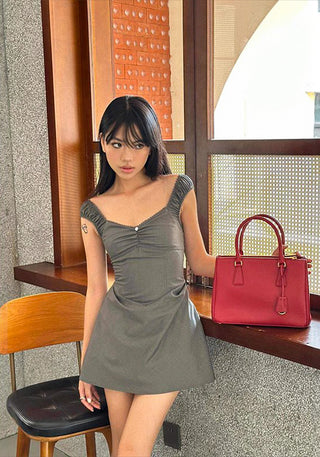 slim waist fit a-line skirt dress