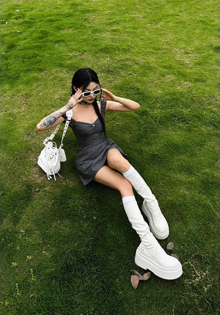 slim waist fit a-line skirt dress