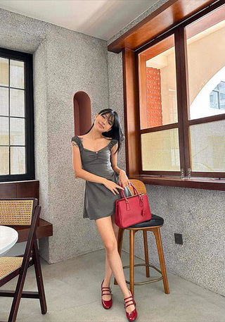 slim waist fit a-line skirt dress