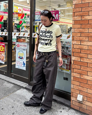 Non-faded herringbone denim pants