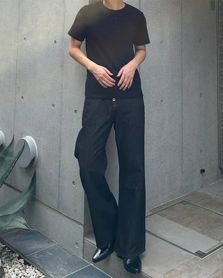 Button-fly wide-leg denim pants