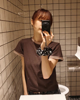 Two-tone half-sleeve T-shirt