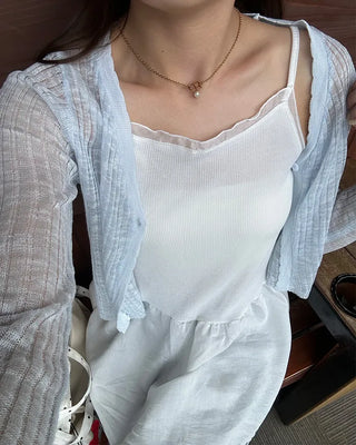 Long frill lace camisole
