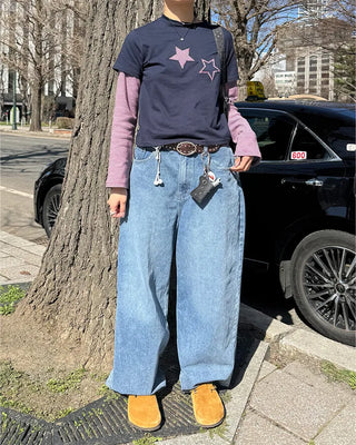 (UNISEX) Wide Denim Pants