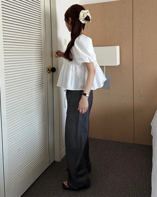 Layered pinstripe slacks