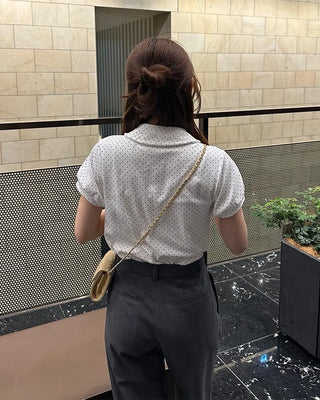 Dot Shirring Short-Sleeve T-Shirt