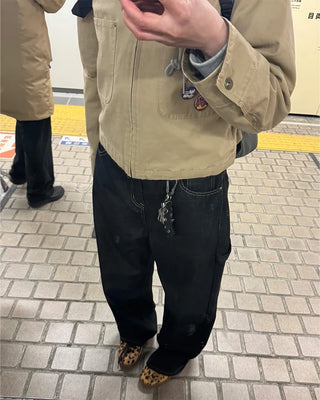 Brown stitch denim pants