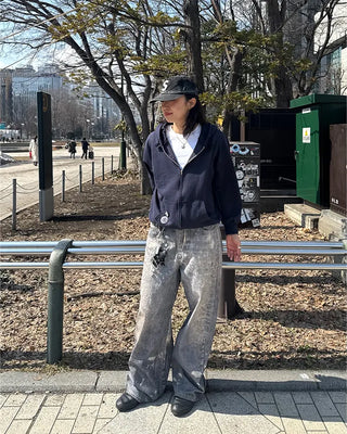 (Unisex) Paint Wash Wide Denim