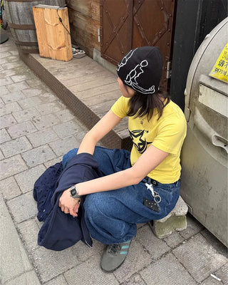 Two-pleat denim pants