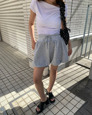 Shoulder shirring detail draped T-shirt