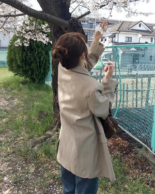 Oversized button-down single jacket