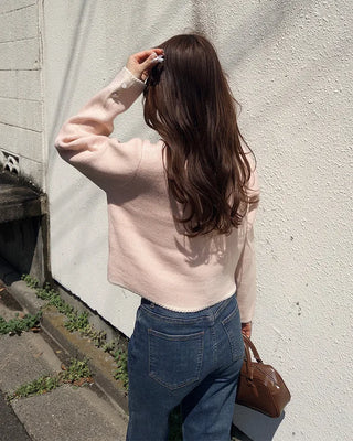 Two-tone knit cardigan
