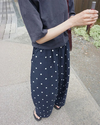 Linen Dot Wide Easy Pants