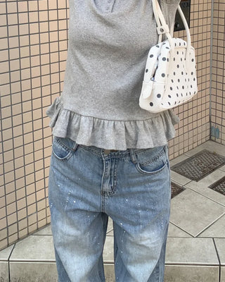 Cubic Wide Denim Pants